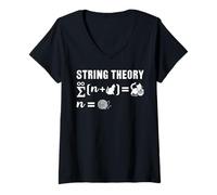 Donna Teoria delle Stringhe Matematica Cat Maglietta con Collo a V