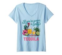 Donna Tequila Divertente se Vuoi Essere salato Maglietta con Collo a V