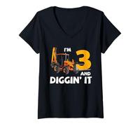 Donna Terne 3 ° Compleanno Diggin It Construction Party Maglietta con Collo a V