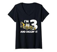 Donna Terne 3 ° Compleanno Diggin It Construction Party Maglietta con Collo a V