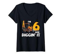 Donna Terne 6 ° Compleanno Diggin It Construction Party Maglietta con Collo a V