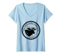 Donna Terranova & Labrador Canada Alce Vintage Canadese Maglietta con Collo a V