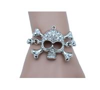Donna Teschio Argento Ciondolo Pirata Bracciale Metallo Catena Bling Cool Moda