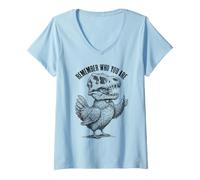 Donna Teschio di Dinosauro di Pollo Ricorda Chi Sei Paleontologia Maglietta con Collo a V