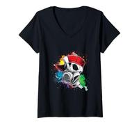 Donna Teschio Graffiti Maschera Gas Spray Bomboletta Spray Regalo Maglietta con Collo a V