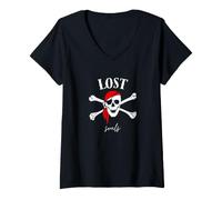 Donna Teschio Pirata - Anime Perdute Maglietta con Collo a V