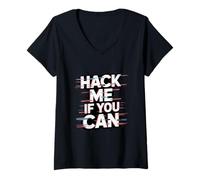 Donna Test di penetrazione "Hack Me If You Can" Umorismo tecnico Maglietta con Collo a V