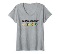 Donna Teste di Personaggi dei Fumetti retrò di Flash Gordon Maglietta con Collo a V
