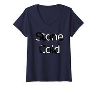 Donna Testo Bicolore Stone Cold Maglietta con Collo a V