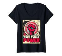 Donna Testo Libero di Parola con Layout Artistico Maglietta con Collo a V