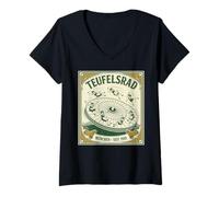 Donna Teufelsrad Monaco Oktoberfest Ruota del Diavolo Vintage Tedesco Maglietta con Collo a V