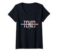Donna Texas America Vintage Maglietta con Collo a V