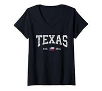 Donna Texas - Maglietta da Donna e Uomo, Bambino, Bandiera dello Stato del Texas Distressed Maglietta con Collo a V