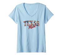 Donna Texas Mom Patchwork Quilt Texas Pride Cute Texas Mom Maglietta con Collo a V