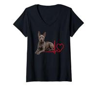Donna Thai Ridgeback Heartbeat, Amante dei Cani, Genitore Maglietta con Collo a V