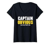 Donna Thank You Captain Obvious Maglietta con Collo a V