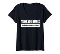 Donna THANK YOU, HEROES - Not All Heroes Wear Capes / Grazie, eroi Maglietta con Collo a V