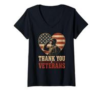 Donna Thank You Veterans American Flag Veterans Day Maglietta con Collo a V