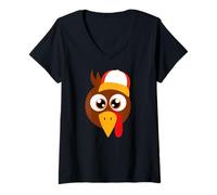 Donna Thankful Grateful Blessed Thanksgiving Turkey Cappello da Baseball Maglietta con Collo a V