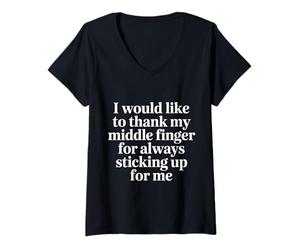 Donna Thanks To My Middle Finger for Having My Back |- Maglietta con Collo a V