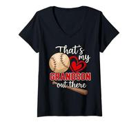 Donna That's My Grandson Baseball Proud Grandma of Grandson Player Maglietta con Collo a V
