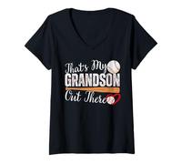 Donna That's My Grandson Out There Baseball Nonna Festa della mamma Maglietta con Collo a V