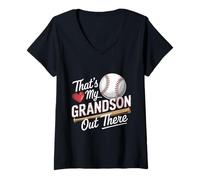 Donna That's My Grandson Out There Baseball Nonna Festa della mamma Maglietta con Collo a V