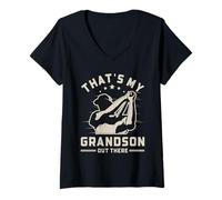Donna That's My Grandson out There Baseball Nonna Nonno Maglietta con Collo a V