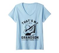 Donna That's My Grandson out There Baseball Nonna Nonno Maglietta con Collo a V