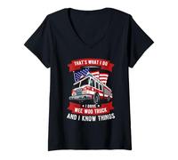 Donna That's What I Do I Drive Wee Woo Truck Regalo Divertente Maglietta con Collo a V