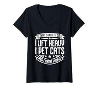 Donna That's What I Do I Lift Heavy I Pet Cats Maglietta con Collo a V