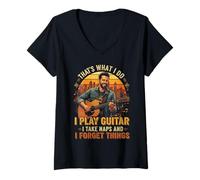 Donna That's What I do I Play Guitar I Take Naps I Forget Things Maglietta con Collo a V
