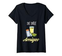 Donna The 3 Three Amigos T-shirt Divertente sale, tequila e lime Fiesta Maglietta con Collo a V