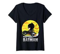 Donna The Batman Batmobile Wheelie Chibi Maglietta con Collo a V