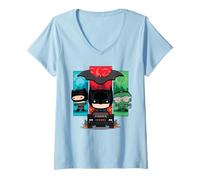 Donna The Batman Catwoman Riddler Panels Chibi Maglietta con Collo a V