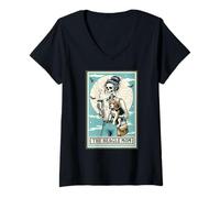 Donna The Beagle Mom Scheletro Regalo Spooky Season Halloween Maglietta con Collo a V
