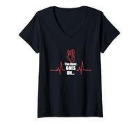 Donna The Beat Goes On Open Heart Attack Surgery Surgery Surgery Shirt Maglietta con Collo a V