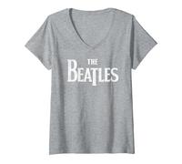 Donna The Beatles - Logo Classico Maglietta con Collo a V