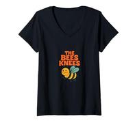 Donna The Bees Knees Divertente Carino Bee Pun Primavera Estate Buzz Maglietta con Collo a V