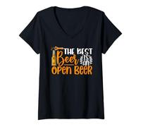 Donna The Best Beer Is An Open Beer Drinking Beer Lover Drinker Maglietta con Collo a V