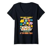 Donna The Best Family Stories Start at The Dinner Table Maglietta con Collo a V