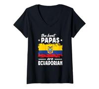 Donna The Best Papas are Ecuadorian Father's Day Ecuador Flag Maglietta con Collo a V