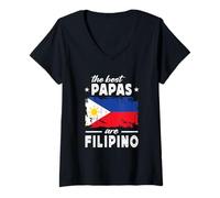 Donna The Best Papas are Filipino Father's Day Philippines Flag Maglietta con Collo a V