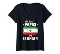 Donna The Best Papas are Iranian Father's Day Iran Flag Maglietta con Collo a V