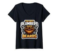 Donna The Best Plumbers Have Beards Bearded Plumbing - Citazione Divertente Maglietta con Collo a V