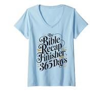 Donna The Bible Recap Finisher 365 Days Funny Humour Citazione Maglietta con Collo a V