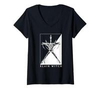 Donna The Blair Witch Project Black And White Stick Figure Horror Maglietta con Collo a V