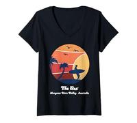 Donna The Box Margaret River Valley Australia Surf Vintage Surf Maglietta con Collo a V