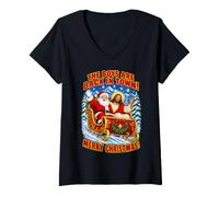 Donna The Boys Are Back Merry Christmas Funny Maglietta con Collo a V