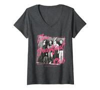 Donna The Breakfast Club 40th Anniversary Photo Pink Graffiti Maglietta con Collo a V, Grigio Scuro, S